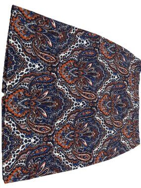 J Crew Sz 6 (Actual 31x22) Pencil Skirt Orange Blue Paisley Lined Stretch EUC